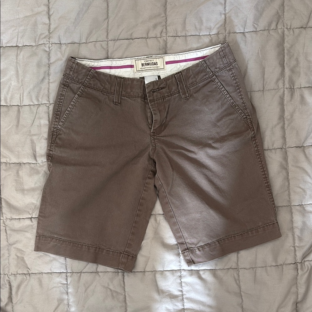 Democracy Brown Bermuda Shorts Classic Cotton Blend